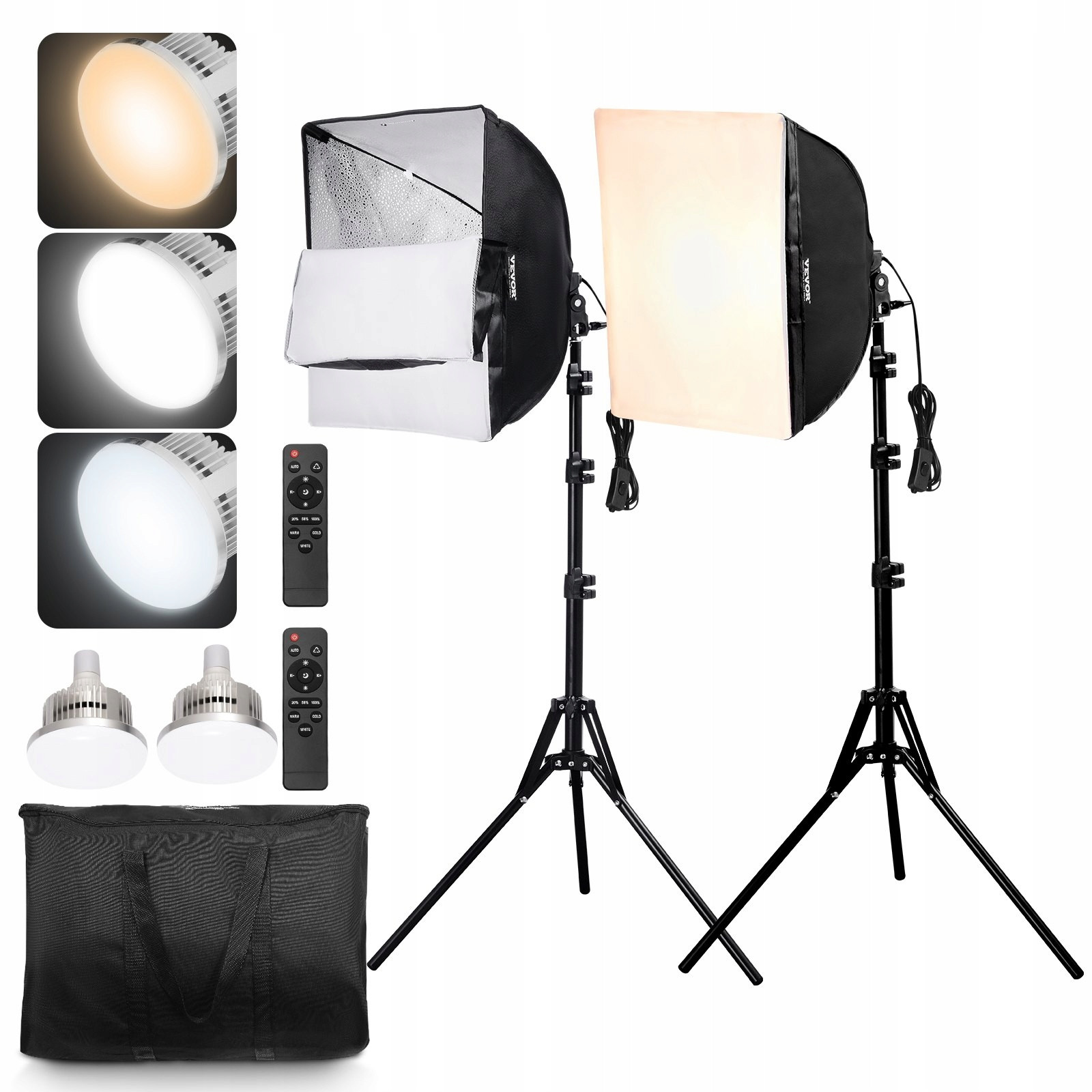 Sada 2 x 45W led studiová lampa softbox 40x40cm stativ pouzdro