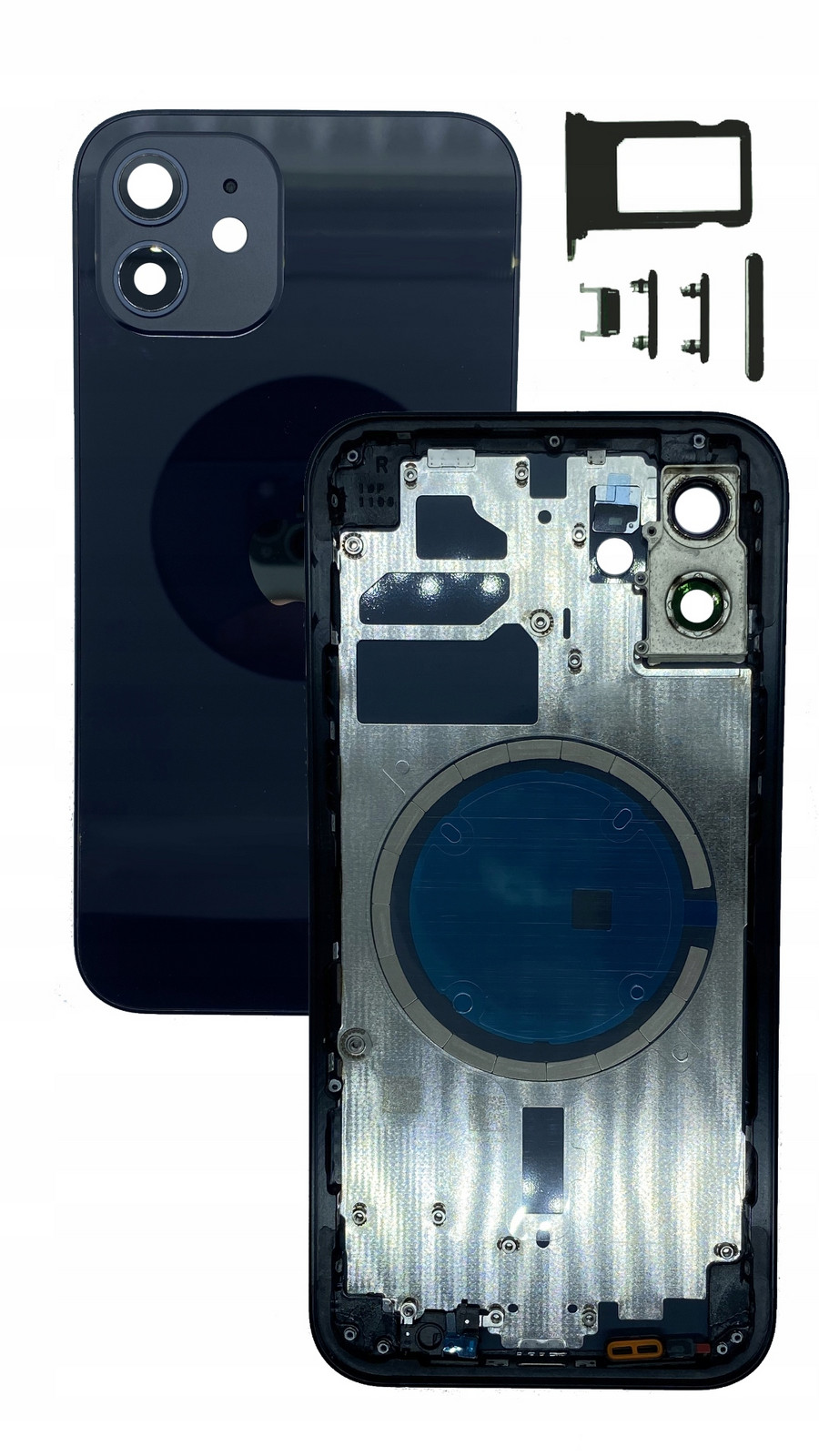 Kompletní pouzdro Černé pro Apple Phone 12, tělo, rámeček, zadní panel s rámečkem