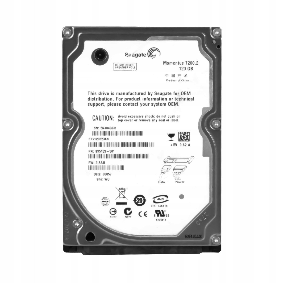 Seagate Moment 7200.2 120GB 7.2K 8MB Sata II 2.5'' ST9120823AS