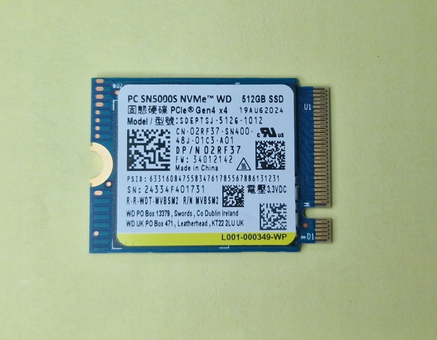 Nový disk Wd Pc SN5000S 512GB M.2 2230 Nvme PCIe Gen4 x4