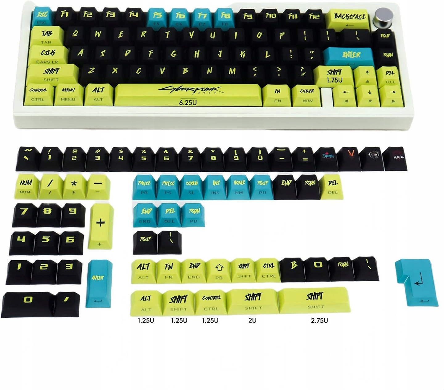 Klávesy pro mechanickou klávesnici Pbt Profile Cherry 130ks Cyber Punk Gr