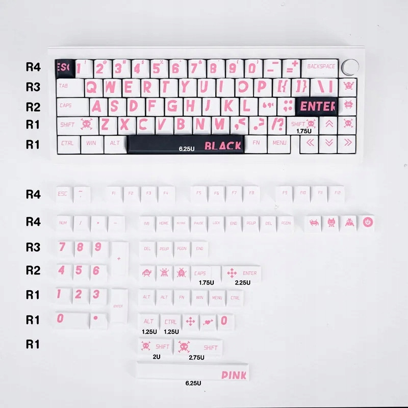 Klávesy pro mechanickou klávesnici Pbt Profile Cherry 129ks Big Letter Pi