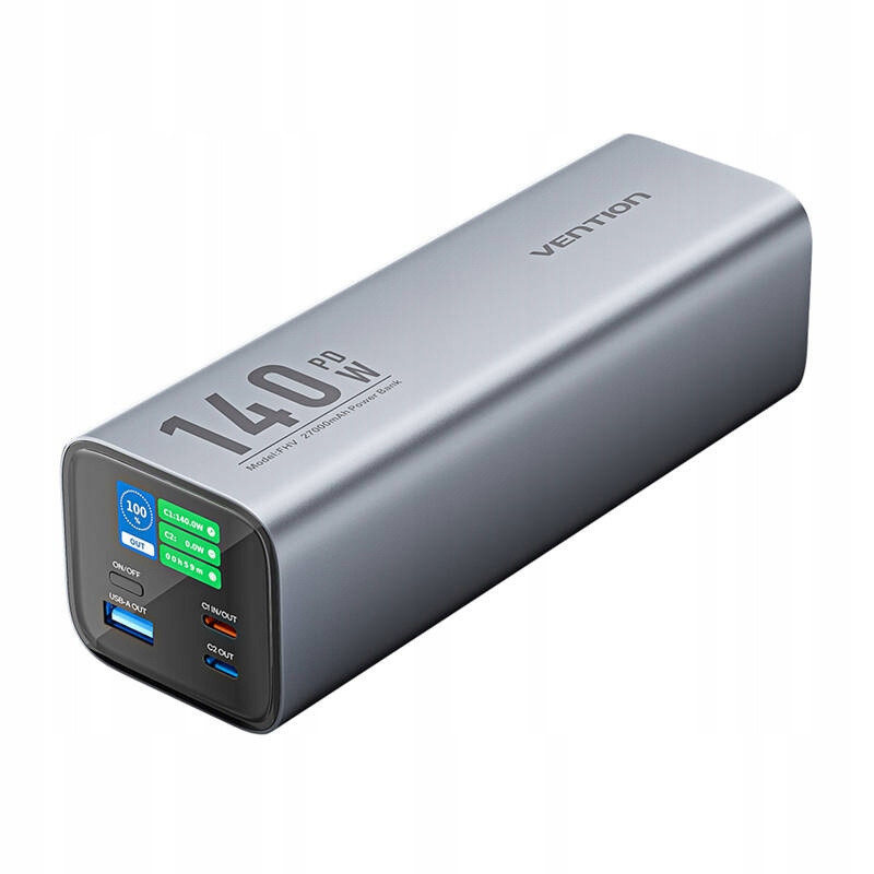 Vention Prostorná powerbanka s displejem 2x Usb-c Usb-a 27000 mAh 140W