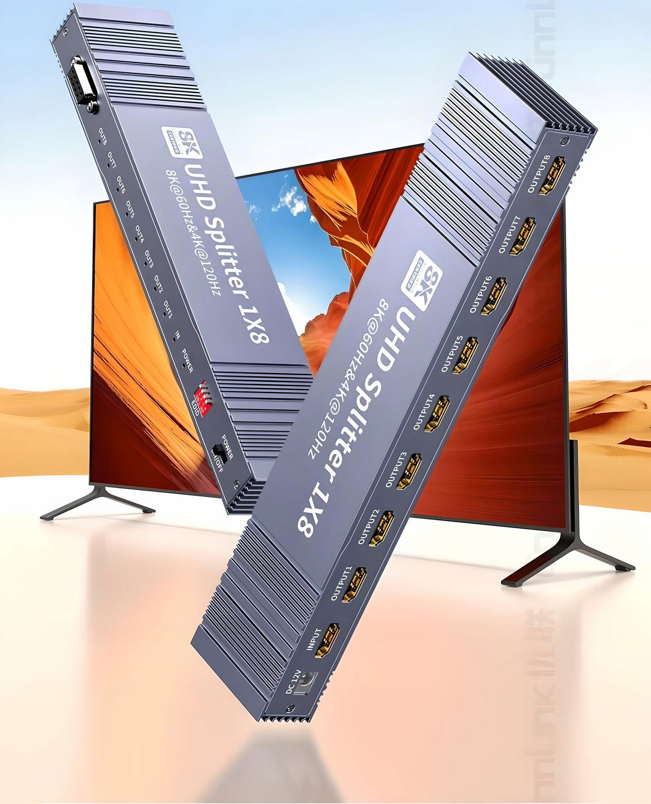 Splitter Hdmi 2.1 1x8 Rozdělovač Ultrahd Hdcp 2.3 8K60HZ 4K 120HZ 8 Tv