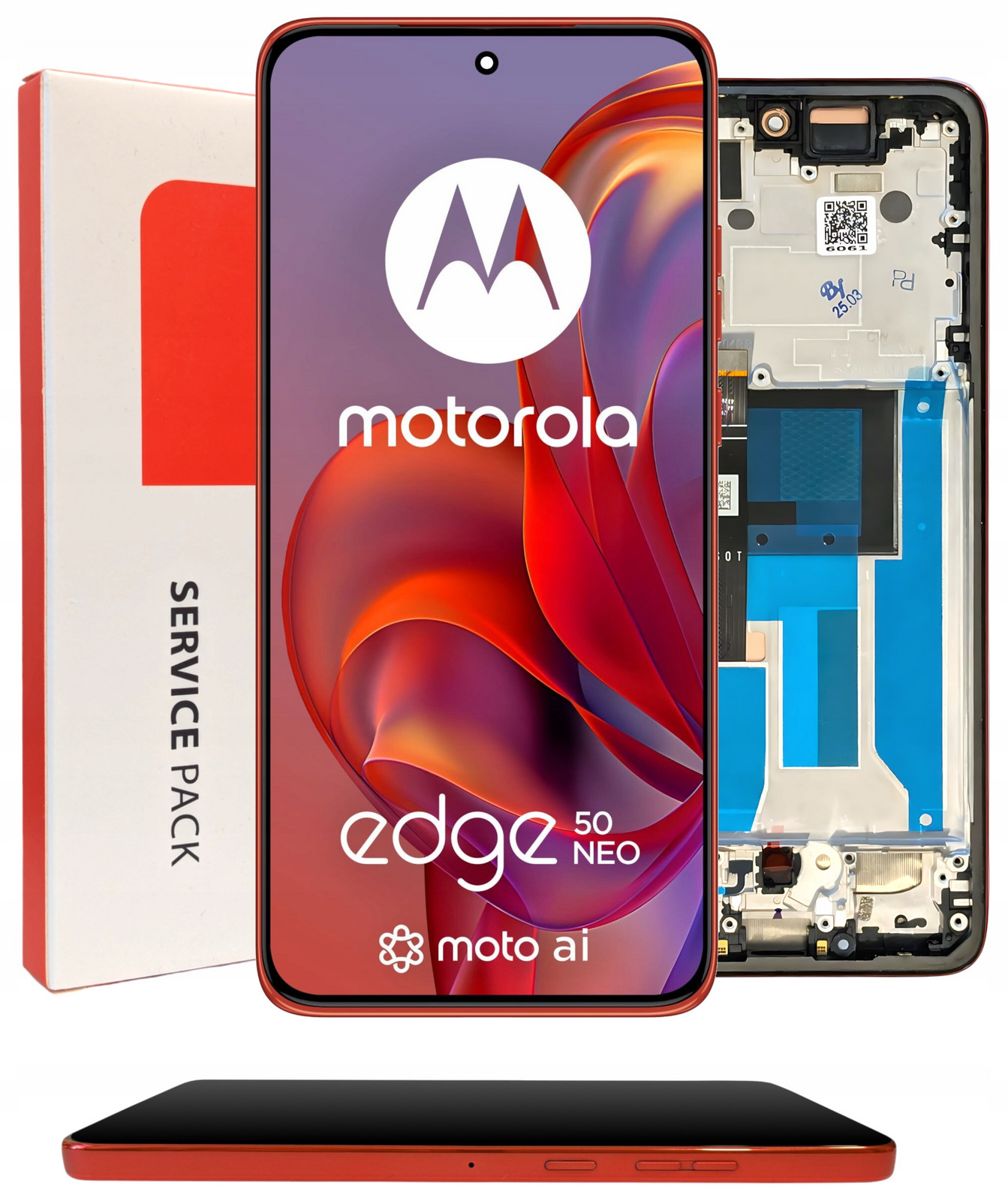 Originální LCD Dotykový Displej Pro Motorola Edge 50 Neo Rámeček Červený