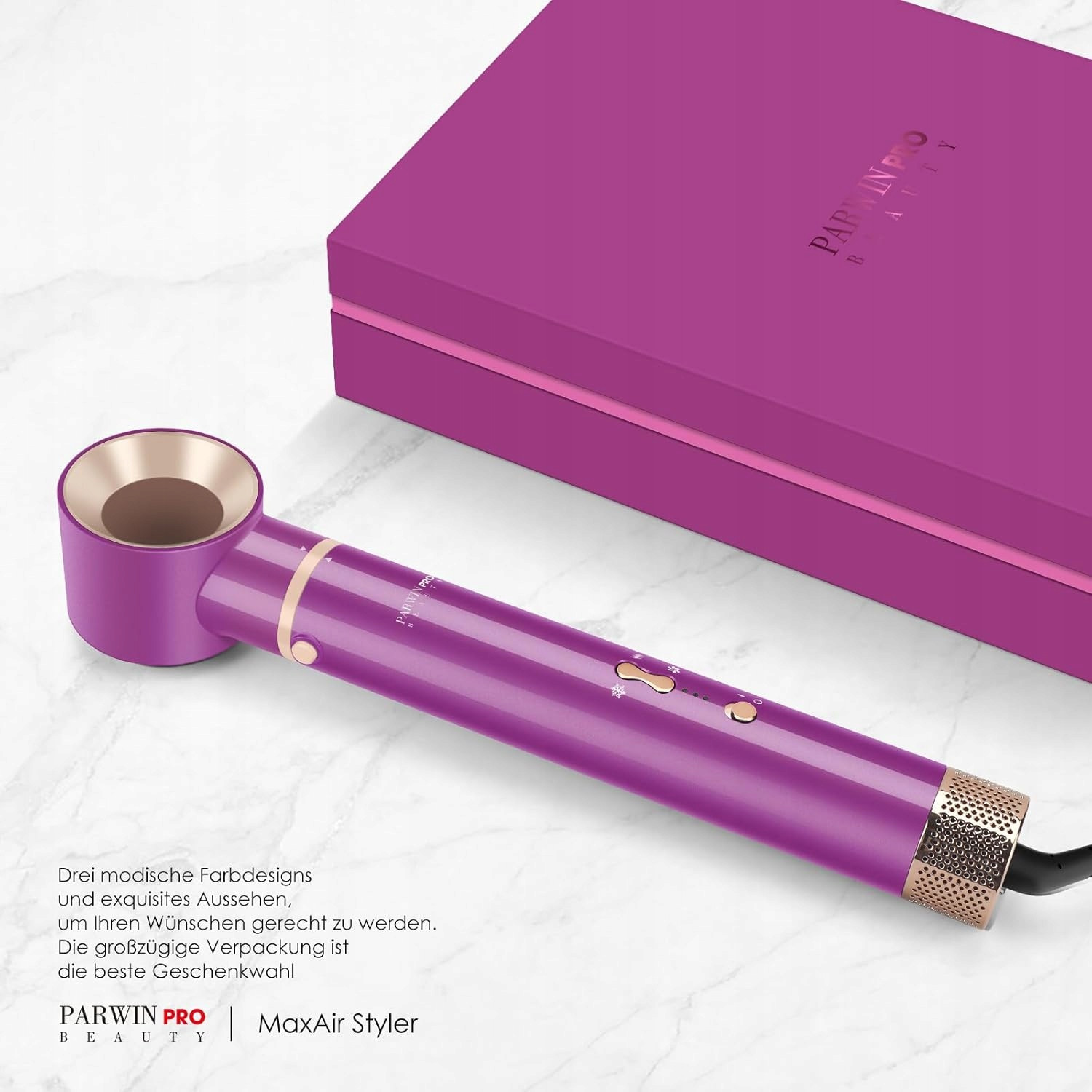 Sušička-kulma 5v1 MaxAIR Styler-ionová, Parwin Pro Beauty růžová pouzdro