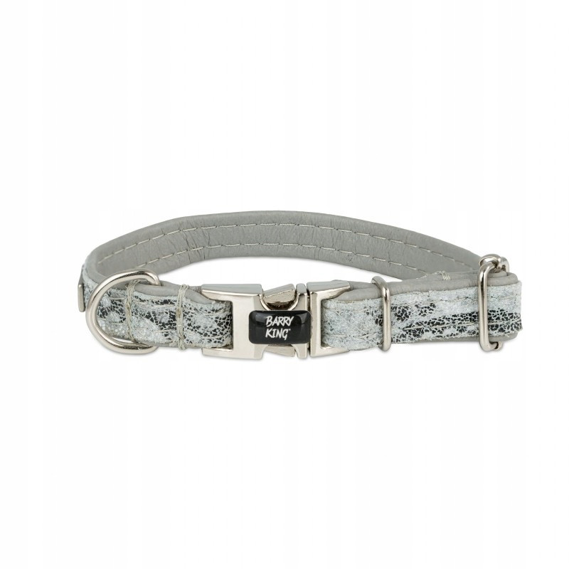Barry King obojek pro psa Wild Snake šedý kožený nikl Xs 13 mm/20-30 cm