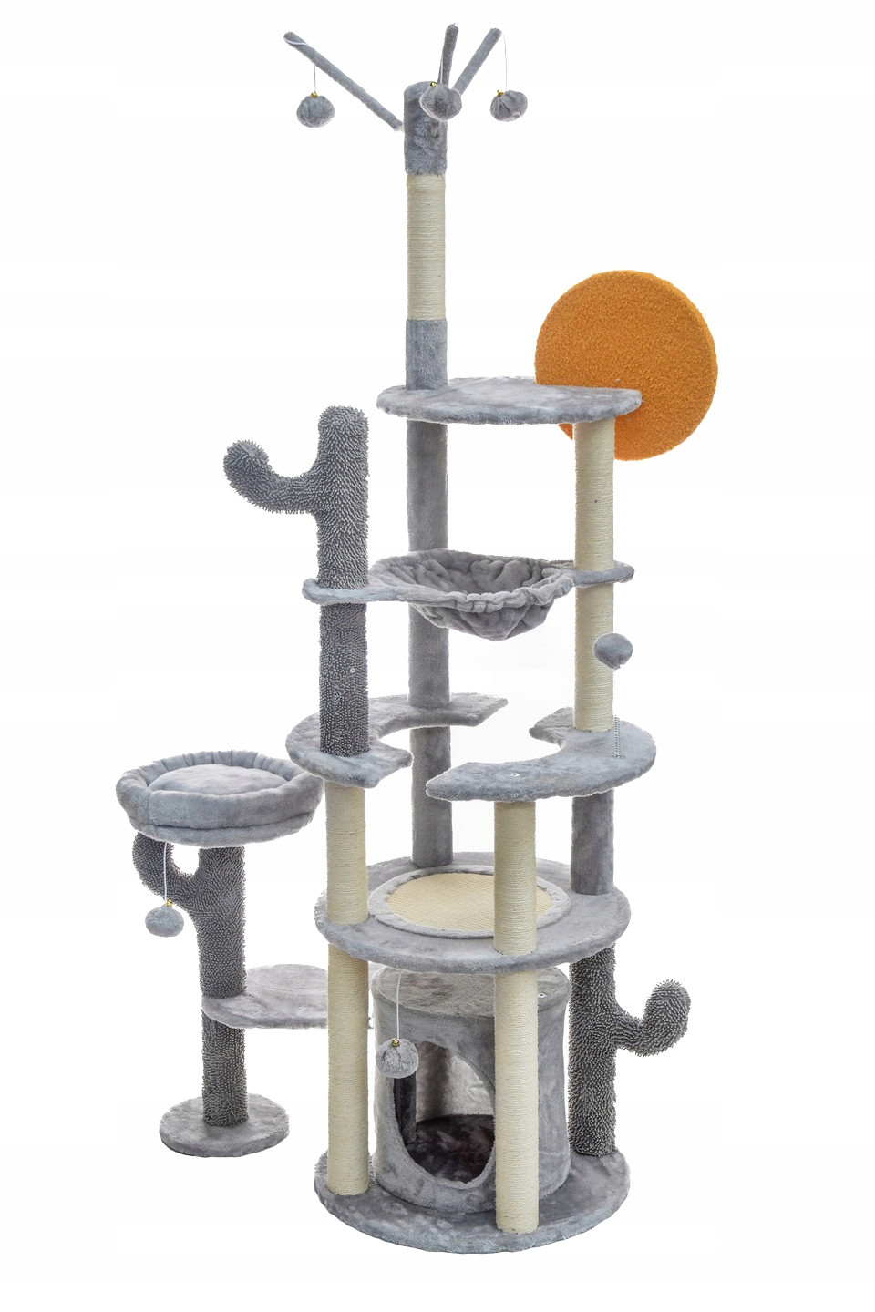 Drapak pro kočky 7 úrovní 179 Cm domeček pelíšek šedý Royal&Petsky