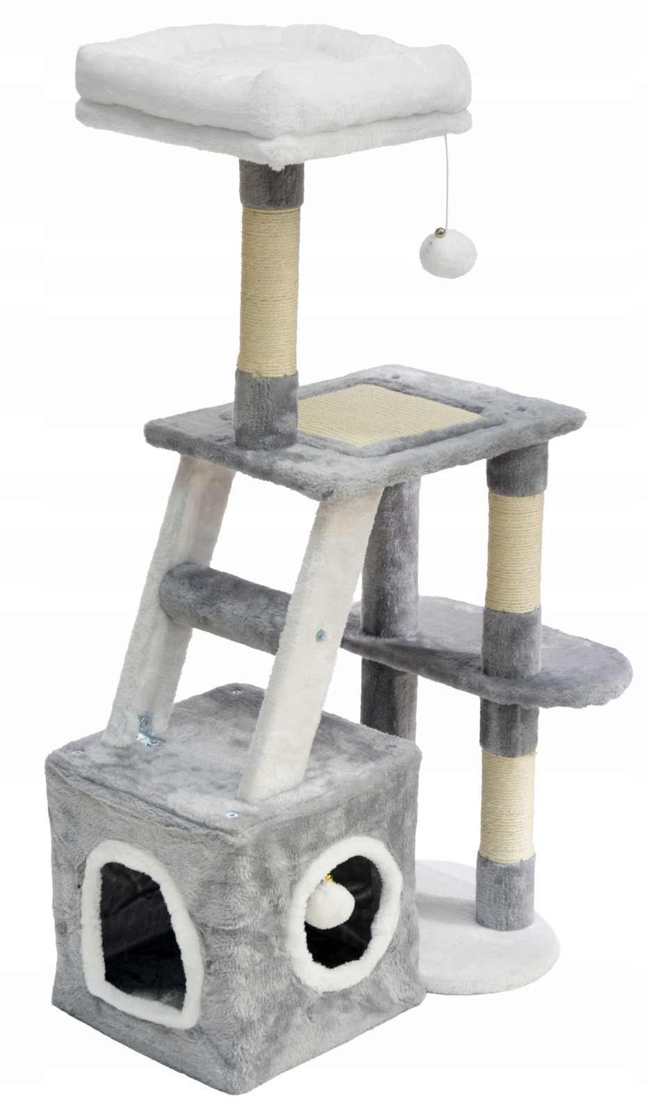 Drapak pro kočky pelíšek domeček 4 úrovně Šedý 107 cm Royal&Petsky