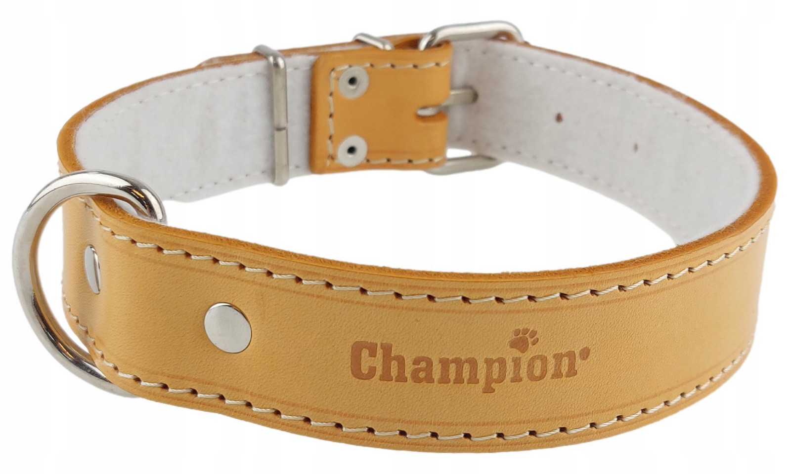 Polský výrobce Champion Přírodní obojek Lícová kůže 60 cm/3,5 cm Orange