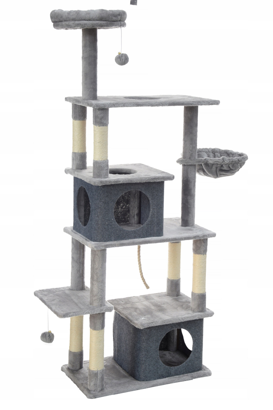Drapak pro kočky pelíšek domeček 7 úrovní 160 cm šedý Royal&Petsky