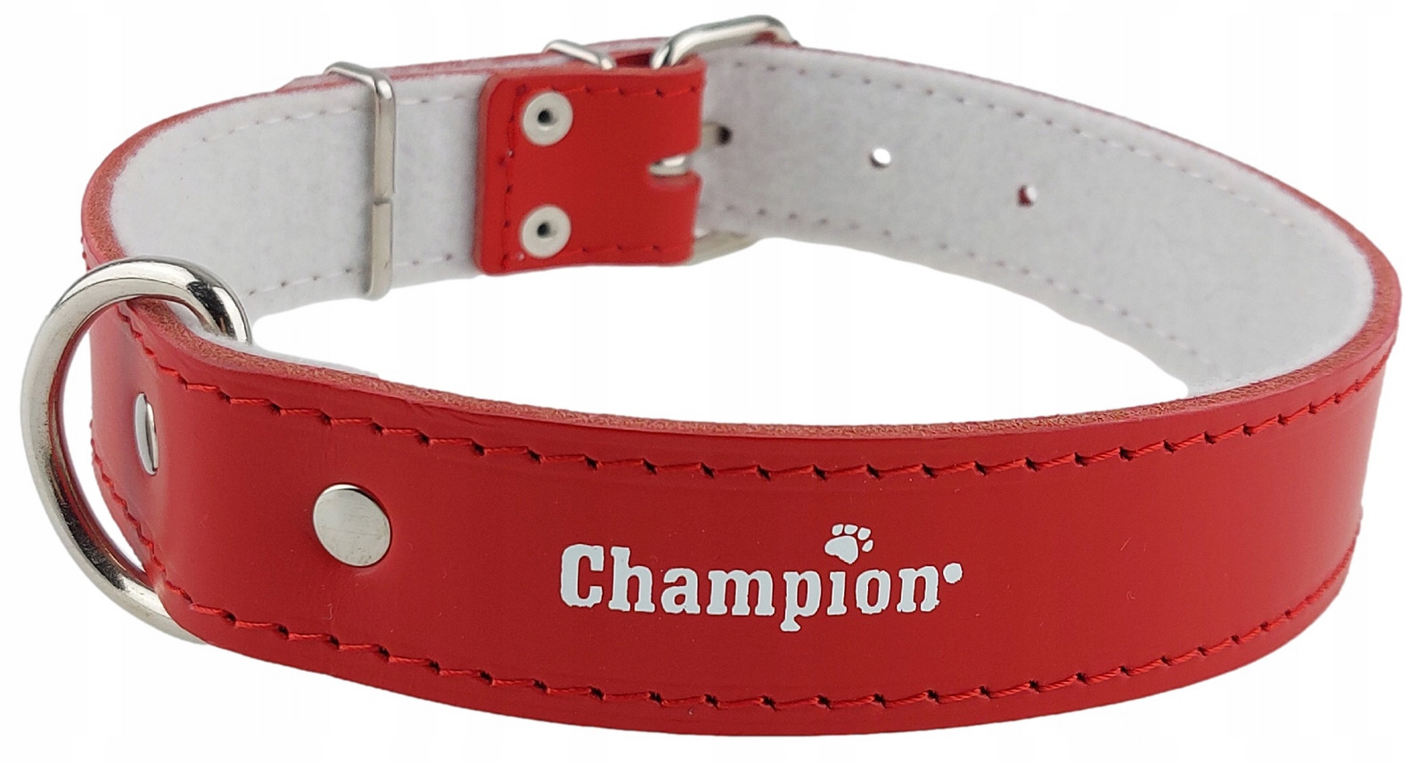 Polský výrobce Champion Přírodní obojek Lícová kůže 65 cm/3,5 cm Červená