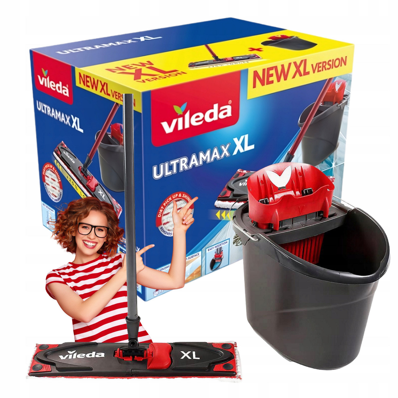 Vileda Mop Plochý Ultramax Box XL Kbelík se ždímačem Návlek Sada