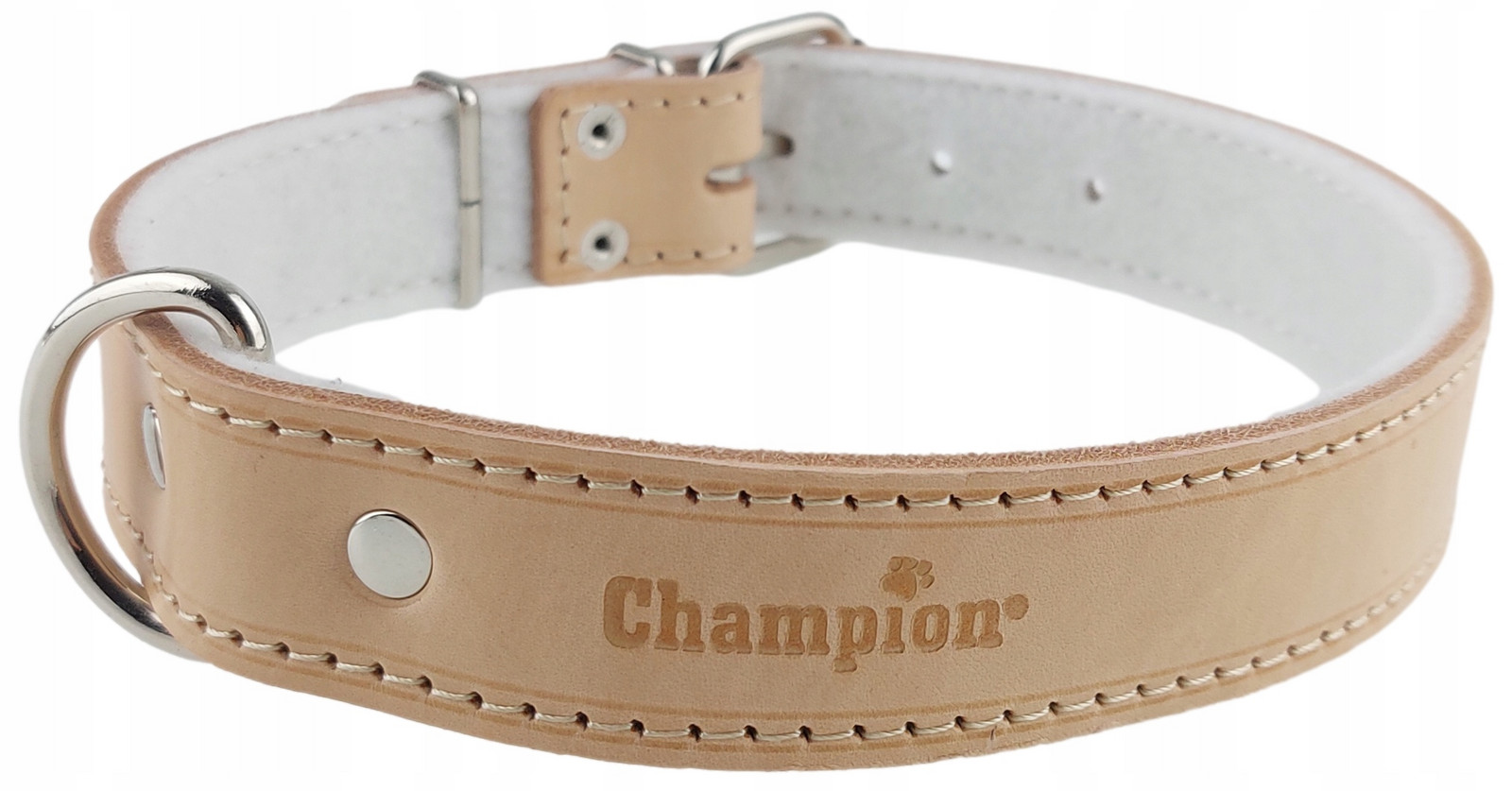 Polský výrobce Champion Přírodní obojek Lícová kůže 65 cm/3,5 cm Přírodní