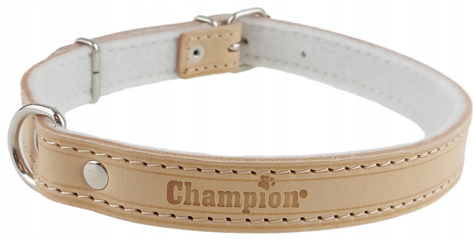 Polský výrobce Champion Obojek přírodní Lícová kůže 65 cm/2,5 cm Přírodní