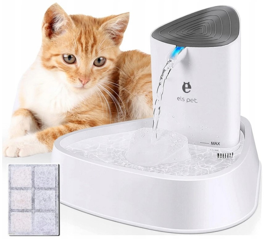 Fontána Pro Kočky Napáječka pro kočky Psa s Led lampou 1,5 Litru XL Filtr