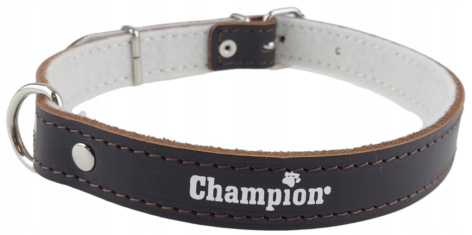 Polský výrobce Champion Obojek Přírodní Lícová kůže 65 cm/2,5 cm Hnědá