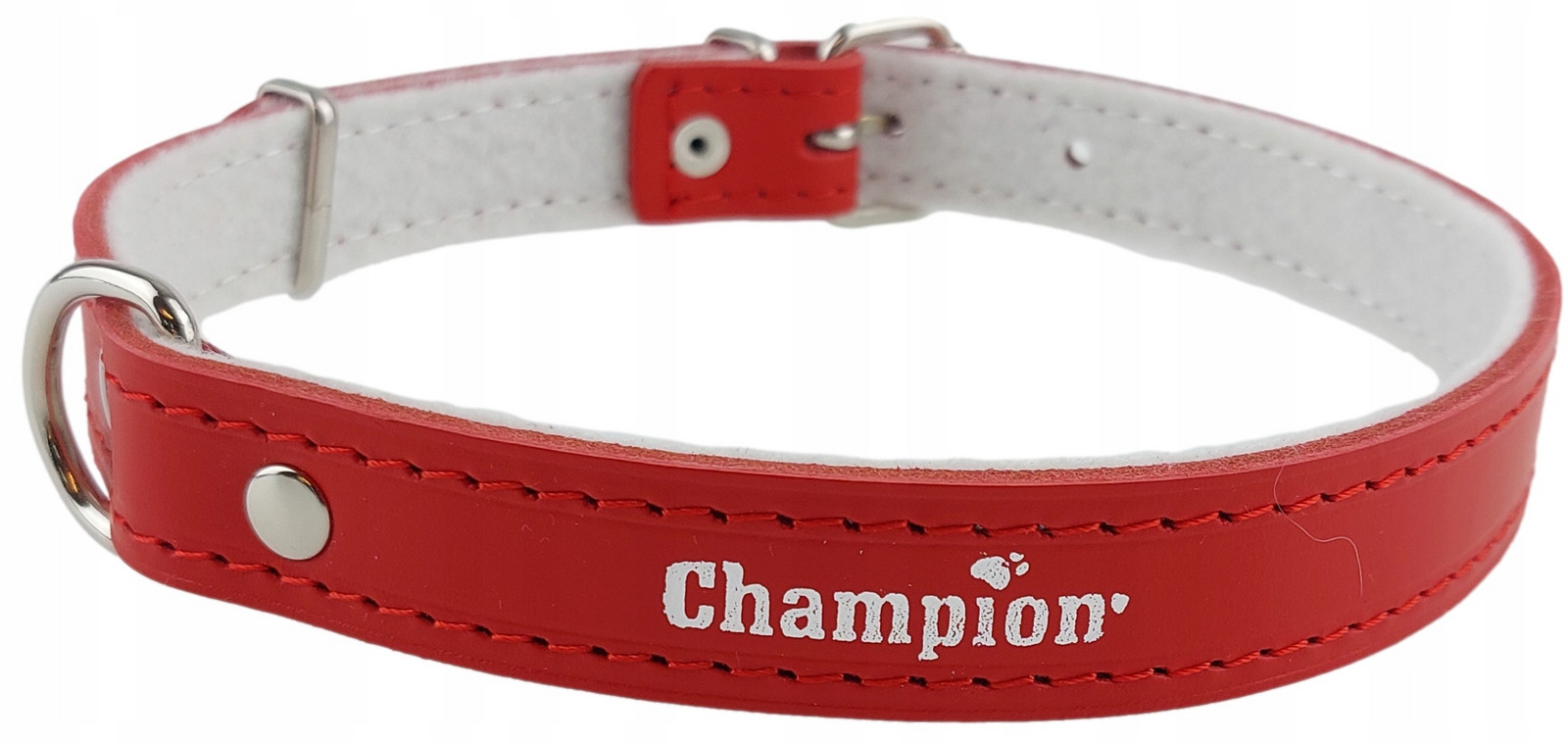 Polský výrobce Champion Přírodní obojek Lícová kůže 65 cm/2,5 cm Červená
