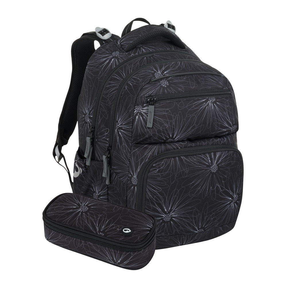 Bagmaster ZIPSTER 25 A studentský set – černý s bílými květy