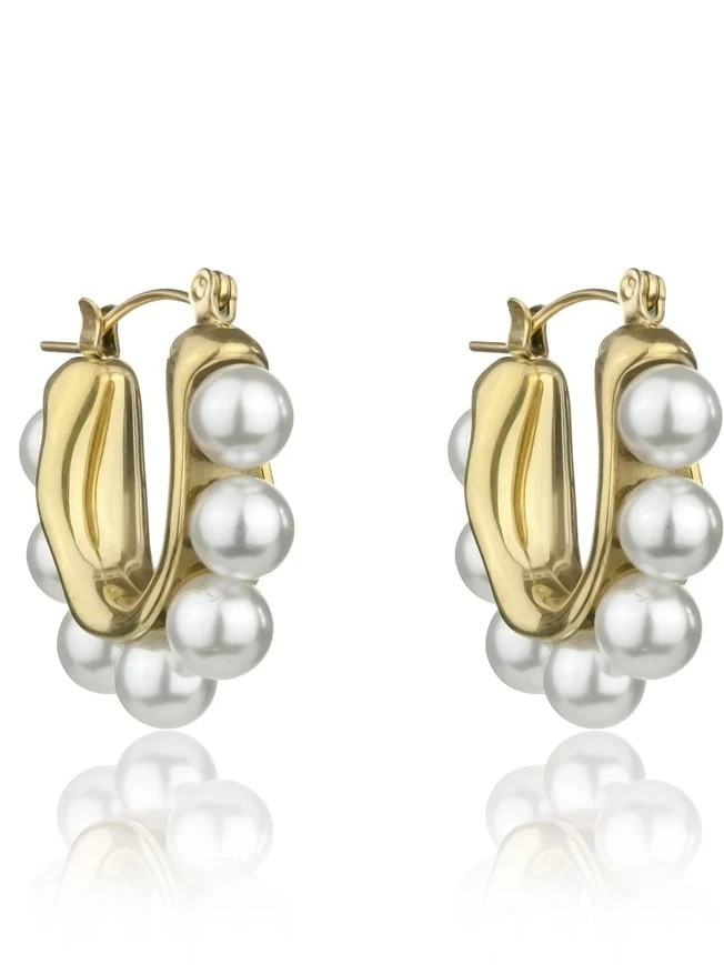 Marc Malone Půvabné perlové náušnice Angel White Earrings MCE24023G