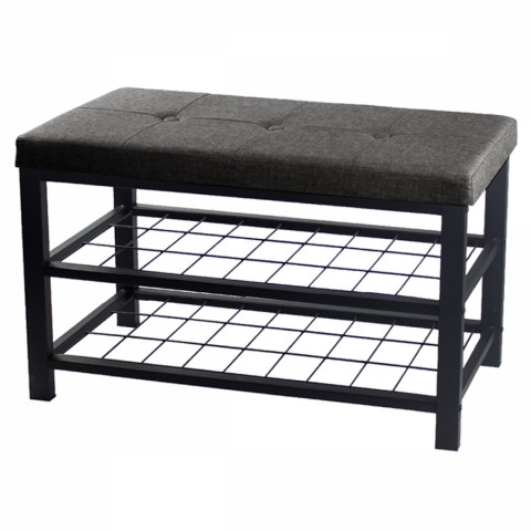 Botník 2 police, potah šedá látka, kov - černý matný lak ABO-W2015 GREY ABO-W2015 GREY Autronic