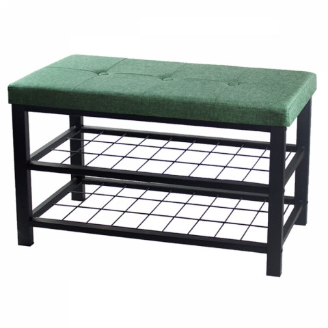 Botník 2 police, potah zelená látka, kov - černý matný lak ABO-W2015 GRN ABO-W2015 GRN Autronic