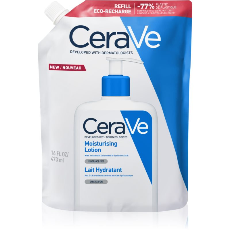 CeraVe Refill Moisturizing Lotion hydratační mléko na tělo a obličej pro suchou až velmi suchou pokožku náhradní náplň 473 ml