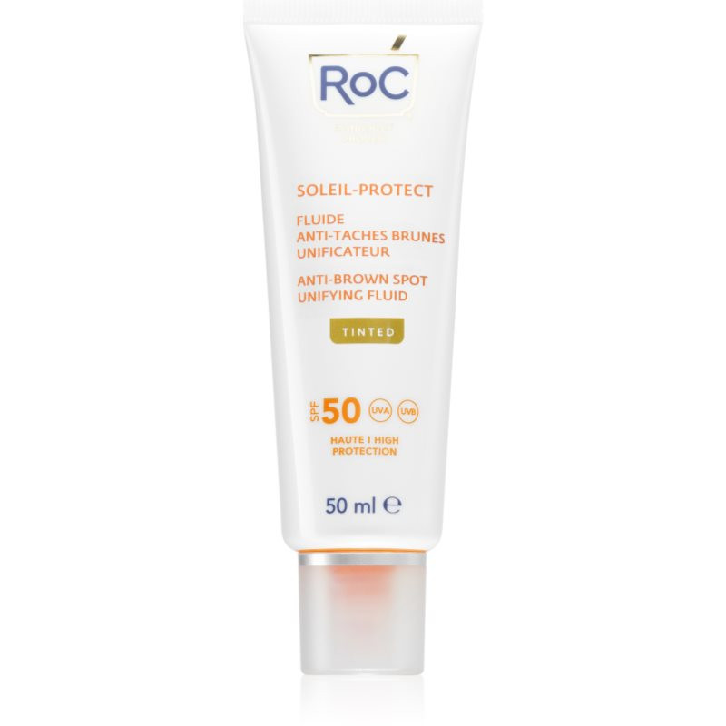 RoC Soleil Protect Anti Brown Spots Unifying Fluid Tinted tónovaný fluid pro sjednocení pleti SPF 50 s vitamínem C 50 ml