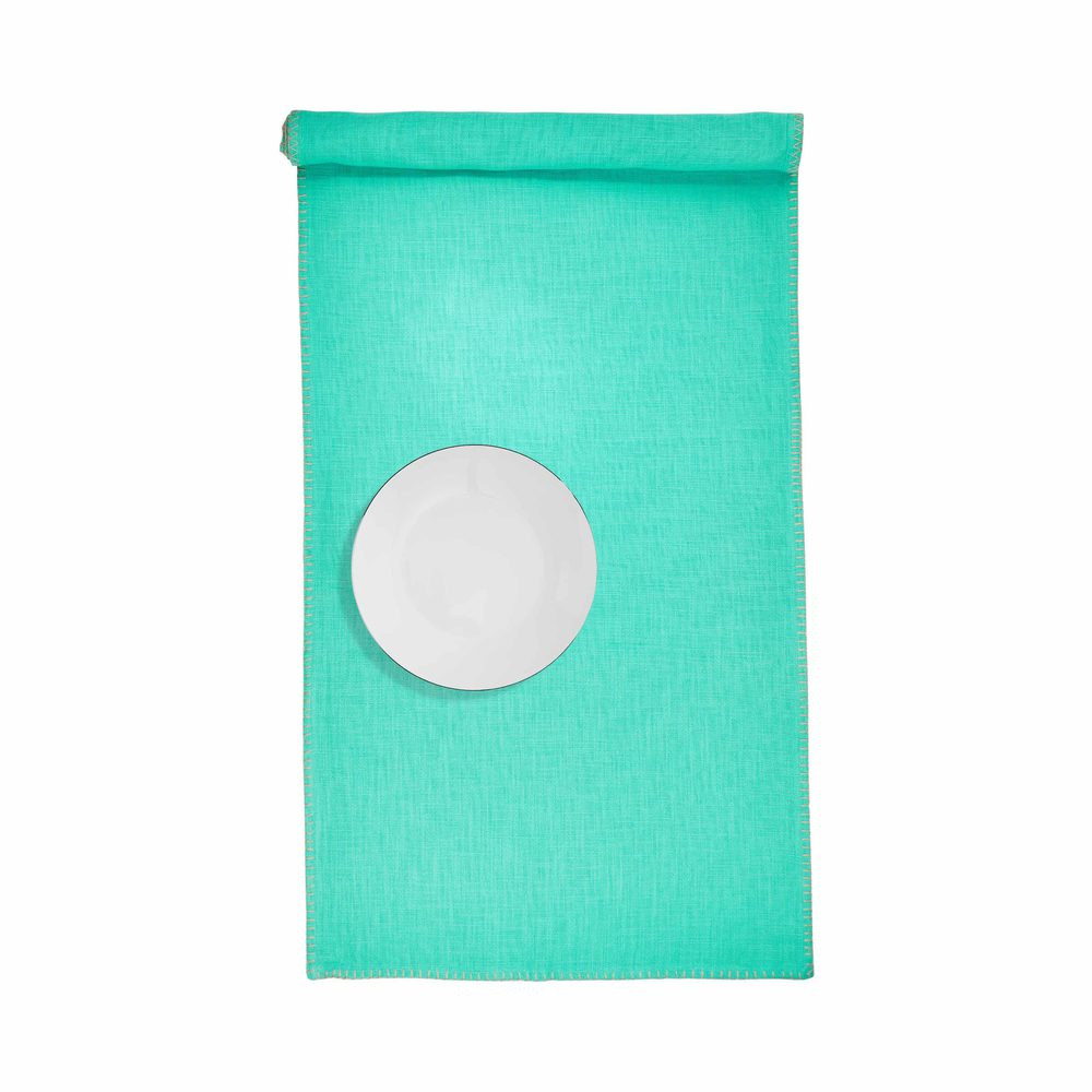 FINCA Běhoun na stůl 50 x 160 cm - tyrkysová