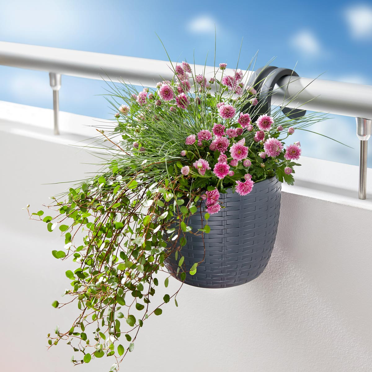 Die moderne Hausfrau Balkonový květináč z umělého ratanu