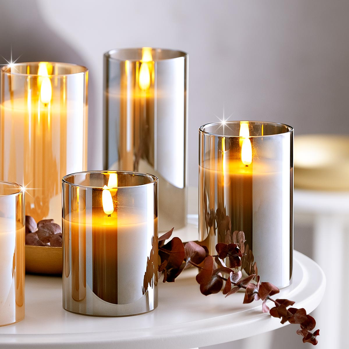 Weltbild LED Svíčky ve skle, antracitové, sada 3 ks