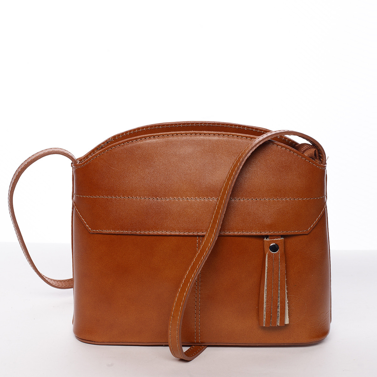 Kožená módní crossbody kabelka Bárbara,světle hnědá