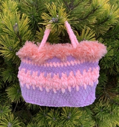 Kabelka pro děti fialová s chlupatkou