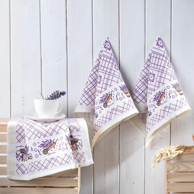 Sada vaflových utěrek LEVANDULE 40 x 60 cm 3 ks