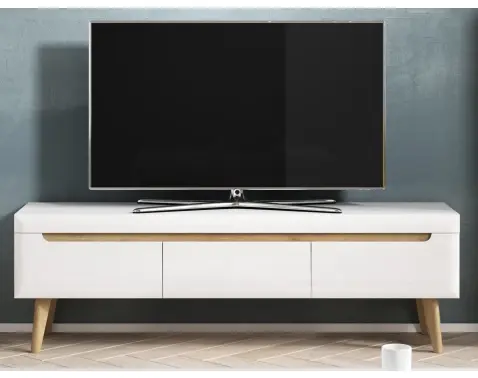 Široká TV skříňka Nordi, 160 cm, dub riviera/bílá lesk