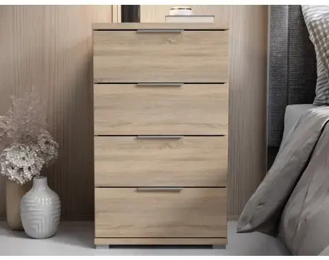 Noční stolek/skříňka se 4 zásuvkami Smilla, výška 79 cm, dub sonoma