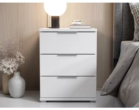 Noční stolek se 3 zásuvkami Smilla, výška 61 cm, bílý