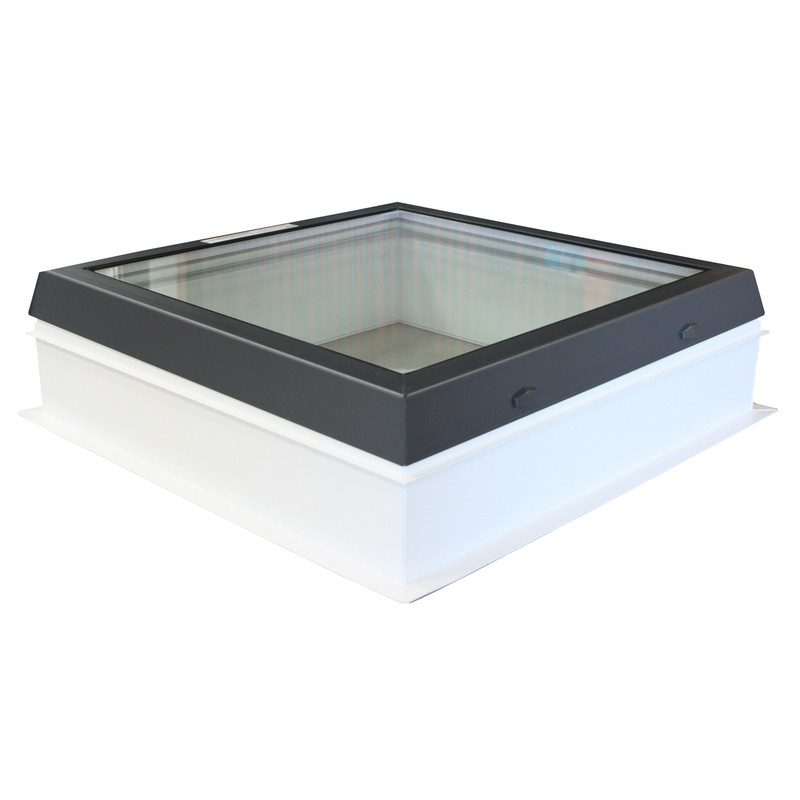 Světlík plochý fixní DEKLIGHT BOX ACG/G/RAL 7016 FIX dvojsklo manžeta 15 cm 80×80 cm