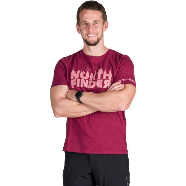 Northfinder JOSEF Pánské outdoorové triko, vínová, velikost