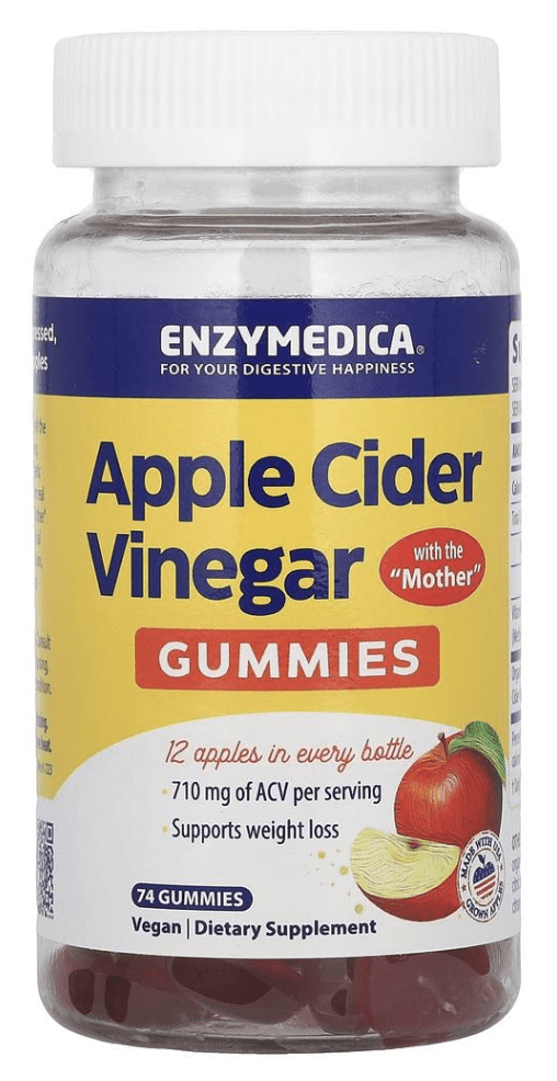Enzymedica Apple Cider Vinegar Gummies, jablečný ocet, 74 gumových bonbónů
