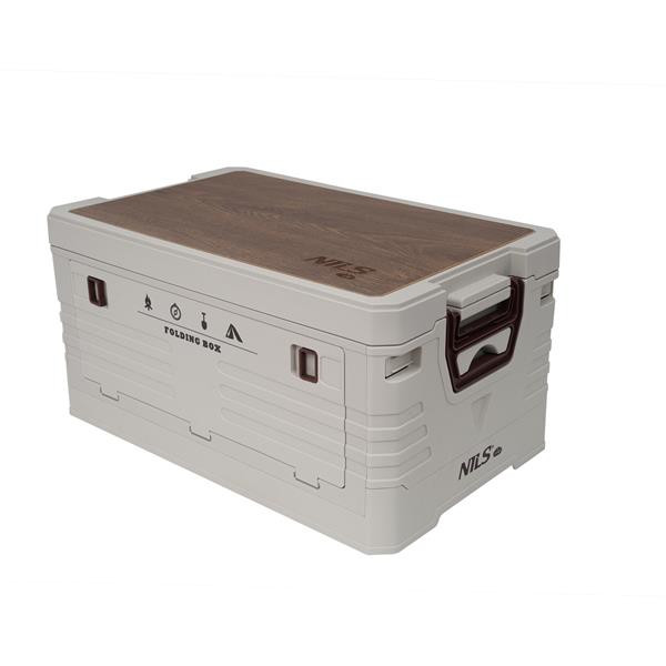 NILS CAMP Skládací box NCB4002 2v1 s víkem a dřevěnou deskou 50L