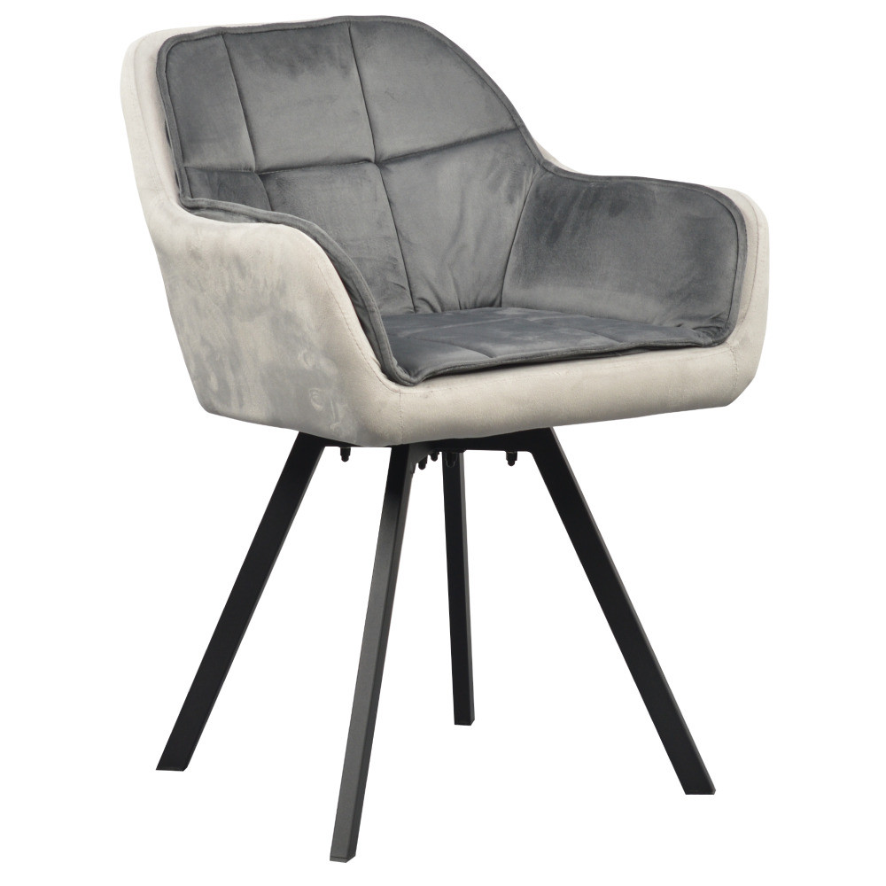 Kondela Otočné jídelní křeslo, šedá Velvet látka, FLER