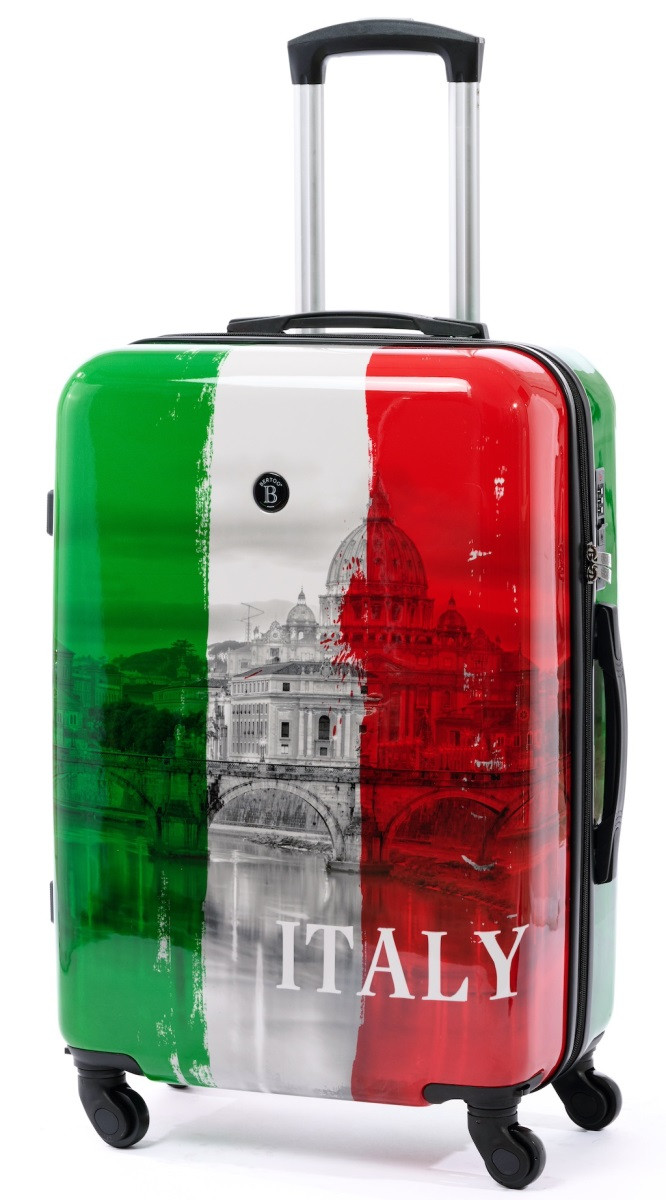Cestovní kufr bertoo italy - zelená/bílá/červená l
