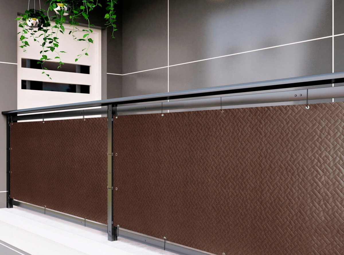 Balkonová zástěna PREMIUM 90x500 cm, ratanový vzor hnědá, 240g/m2 MyBestHome