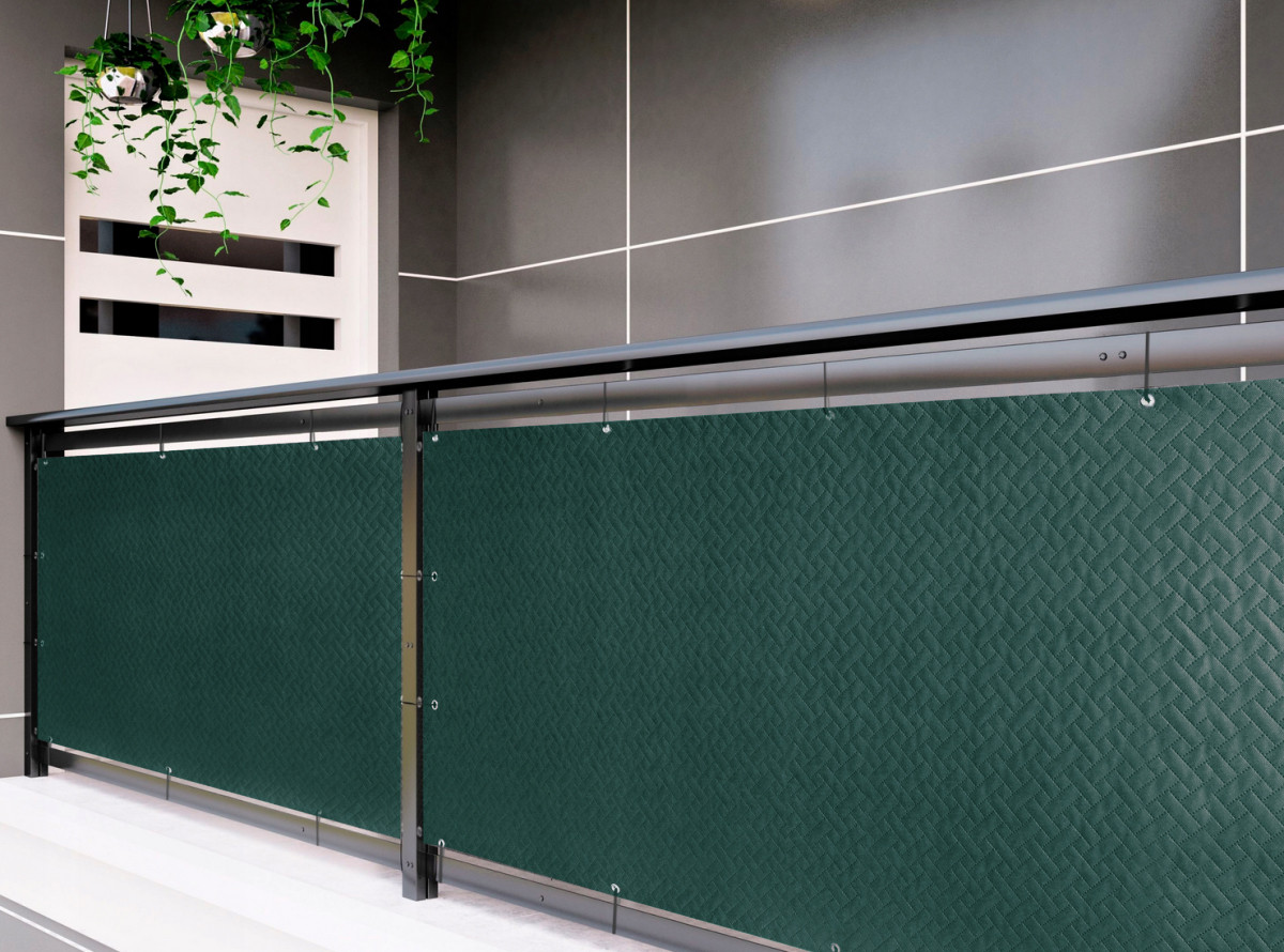 Balkonová zástěna PREMIUM 90x300 cm, ratanový vzor zelená, 240g/m2 MyBestHome