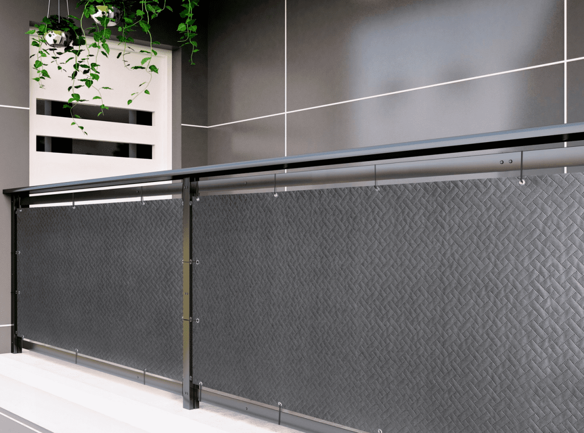 Balkonová zástěna PREMIUM 100x300 cm, ratanový vzor grafitová, 240g/m2 MyBestHome