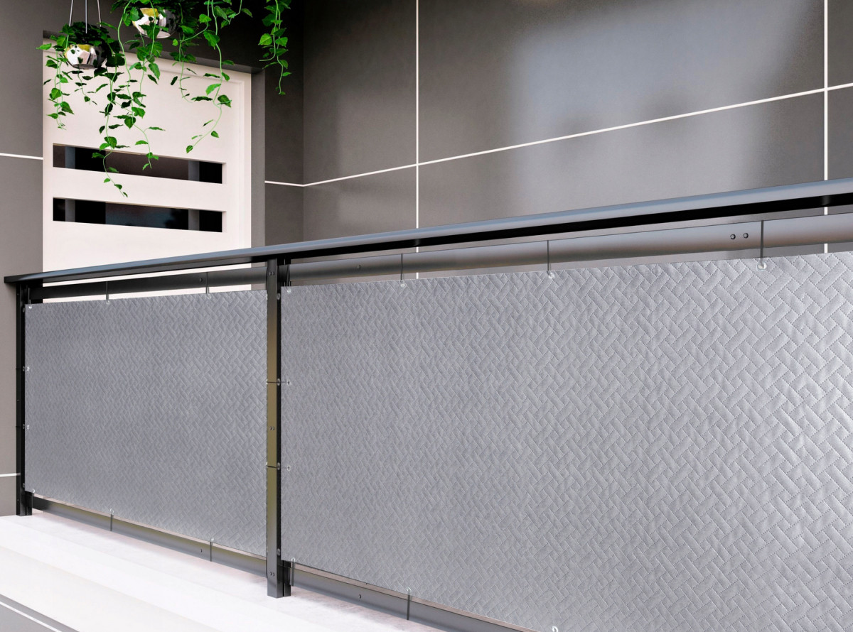 Balkonová zástěna PREMIUM 100x500 cm, ratanový vzor šedá, 240g/m2 MyBestHome