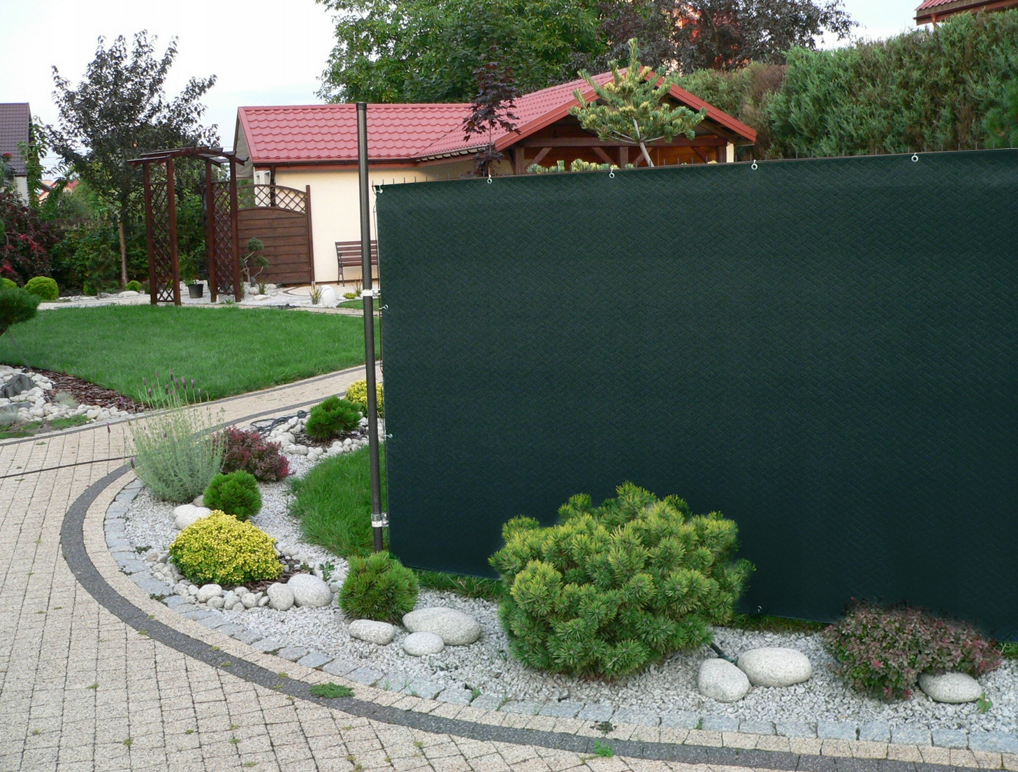 Stínící plotová zástěna 1,2x10 m PREMIUM, ratanový vzor zelená, 240g/m2 MyBestHome