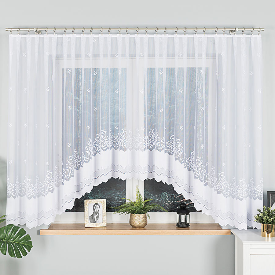 Dekorační krátká vzorovaná záclona na žabky GENOFEWA 160 bílá 550x160 cm MyBestHome