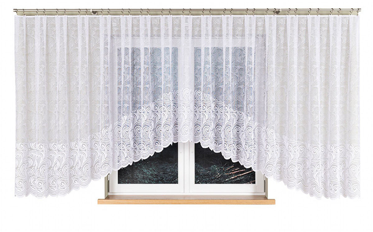 Dekorační krátká vzorovaná záclona na žabky KINGA 160 bílá 600x160 cm MyBestHome